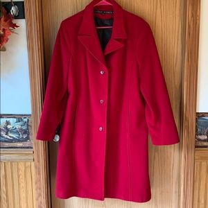 Red wool dress coat size XL